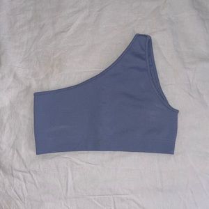 Set Active Ribbed One Shoulder Sculptflex Bra Sky